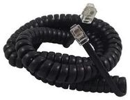 PATCH LEAD, COILED, 4WAY, BLACK