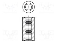 Screwed spacer sleeve; 15.9mm; Int.thread: UNC8-32; cylindrical KEYSTONE