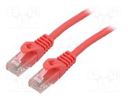 Patch cord; U/UTP; 6; stranded; CCA; PVC; red; 5m; 26AWG; Cores: 8 LANBERG