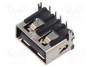 Connector: USB A; socket; THT; PIN: 4; angled 90°; short; USB 2.0; 3A GCT