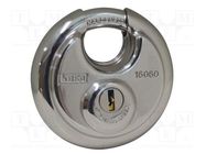 Padlock; round; Protection: medium (level 9); steel; A: 60mm KASP