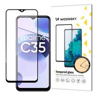 Wozinsky super tough Full Glue Full Glue Full Screen Tempered Glass with Case Friendly Realme C35 Black Frame, Wozinsky