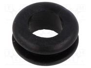 Grommet; Ømount.hole: 15mm; Øhole: 11mm; black; 0÷80°C; PVC ESSENTRA