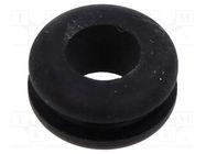 Grommet; Ømount.hole: 12mm; Øhole: 8mm; black; Panel thick: max.3mm ESSENTRA