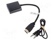 Adapter; D-Sub 15pin HD socket,HDMI plug,Jack 3.5mm socket Goobay