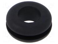 Grommet; Ømount.hole: 11mm; Øhole: 8mm; black; Panel thick: max.2mm ESSENTRA