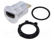 Adapter; HDMI socket,HDMI plug; Body: silver; Thread: M22; 1÷10mm ONPOW