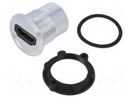 Adapter; HDMI socket,both sides; Body: silver; Thread: M22; 1÷10mm ONPOW