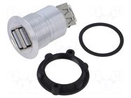 Adapter; USB A socket x2,both sides; USB 2.0; Thread: M22; 1÷10mm ONPOW