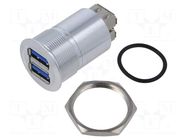Adapter; USB A socket x2,both sides; USB 3.0; Thread: M25; 1÷10mm ONPOW