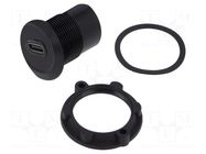 Adapter; USB C socket,both sides; Thread: M22; 1÷10mm; Body: black ONPOW