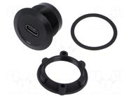 Adapter; USB C socket,USB C plug; Thread: M22; 1÷10mm; Body: black ONPOW