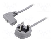 Cable; 3x0.75mm2; BS 1363 (G) plug,IEC C13 female angled right LIAN DUNG