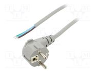 Cable; 3x1mm2; CEE 7/7 (E/F) plug angled,wires; PVC; 5m; grey; 10A LIAN DUNG