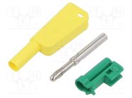 Connector: 4mm banana; 32A; 1kV; yellow-green; nickel plated STÄUBLI