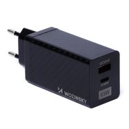 Wozinsky 65W GaN charger with USB ports, USB C supports QC 3.0 PD black (WWCG01), Wozinsky