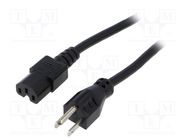 Cable; 3x16AWG; IEC C15 female,NEMA 5-15 (B) plug; PVC; 2.3m Qualtek Electronics