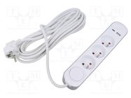 Extension lead; 3x1mm2; Sockets: 5; PVC; white; 1.5m; 16A PLASTROL