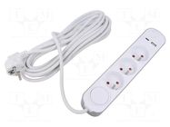 Extension lead; 3x1mm2; Schuko; Sockets: 5; PVC; white; 1.5m; 16A PLASTROL