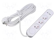 Extension lead; 3x1mm2; Schuko; Sockets: 5; PVC; white; 5m; 13A PLASTROL
