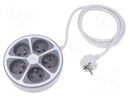 Extension lead; 3x1mm2; Schuko; Sockets: 5; PVC; white; 2m; 16A PLASTROL