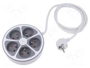 Extension lead; 3x1mm2; 2m; PVC; white; Sockets no: 5; Schuko; 16A PLASTROL