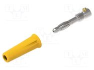 Plug; 4mm banana; 36A; 30VAC; 60VDC; yellow; non-insulated ELECTRO-PJP