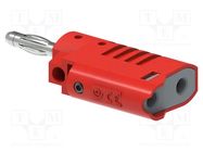 Plug; 4mm banana; 36A; 30VAC; 60VDC; red; non-insulated; 57.2mm ELECTRO-PJP