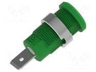 Connector: 4mm banana; socket; 36A; 1kV; green; nickel plated ELECTRO-PJP