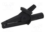 Crocodile clip; 10A; black; Grip capac: max.9mm; Socket size: 2mm ELECTRO-PJP