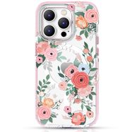 Kingxbar Flora Series magnetic case for iPhone 14 MagSafe decorated with rose flowers print, Kingxbar