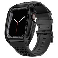 Kingxbar CYF148 2in1 Rugged Case for Apple Watch SE, 6, 5, 4 (44 mm) Stainless Steel with Strap Black, Kingxbar