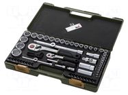 Wrench-set; 6-angles,inch,socket spanner; 1/2",1/4"; 56pcs. PROXXON
