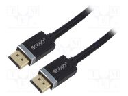 Cable; DisplayPort 1.4; DisplayPort plug,both sides; textile; 1m SAVIO