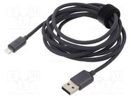 Cable; USB 2.0; Apple Lightning plug,USB A plug; 2m; black; 2.4A BASEUS