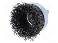 Cup brush; 50mm; Mounting: rod 6mm WOLFCRAFT