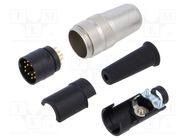 Connector: M16; plug; male; soldering; for cable; PIN: 12; 3A; 32V 