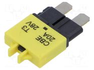 Fuse: thermal; 20A; 28VDC; automotive; 20.5mm ESKA