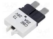 Fuse: thermal; 25A; 28VDC; automotive; 20.5mm ESKA