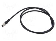 Connector: M8; plug; male; 3A; 60V; PIN: 3; straight; cables; IP67; 1m AMPHENOL LTW