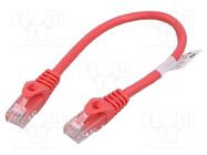 Patch cord; U/UTP; 6; stranded; CCA; PVC; red; 0.25m; 26AWG; Cores: 8 LANBERG