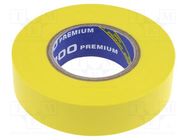 Tape: electrical insulating; W: 19mm; L: 18m; Thk: 0.18mm; yellow ANTICOR