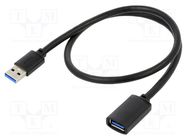 Cable; USB 3.0; USB A socket,USB A plug; 0.5m; black BASEUS