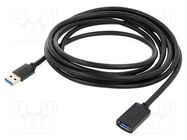 Cable; USB 3.0; USB A socket,USB A plug; 3m; black BASEUS