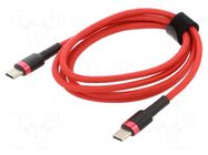 Cable; USB C plug,both sides; 1m; red; textile; 60W BASEUS