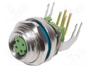 Connector: M8; female; PIN: 4; angled 90°; socket; internal thread HARTING