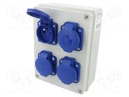 Electric switchboard; IP44; wall mount; Des: plug socket 250V x4 PAWBOL