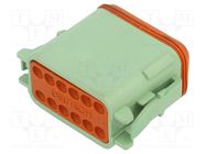 Connector: wire-wire; plug; female; DT; for cable; PIN: 12; green DEUTSCH