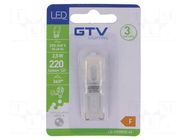 LED lamp; neutral white; G9; 230VAC; 220lm; 2.5W; 360°; 4000K GTV Poland