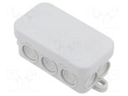 Enclosure: junction box; X: 43mm; Y: 80mm; Z: 36mm; IP55; light grey TECHNO